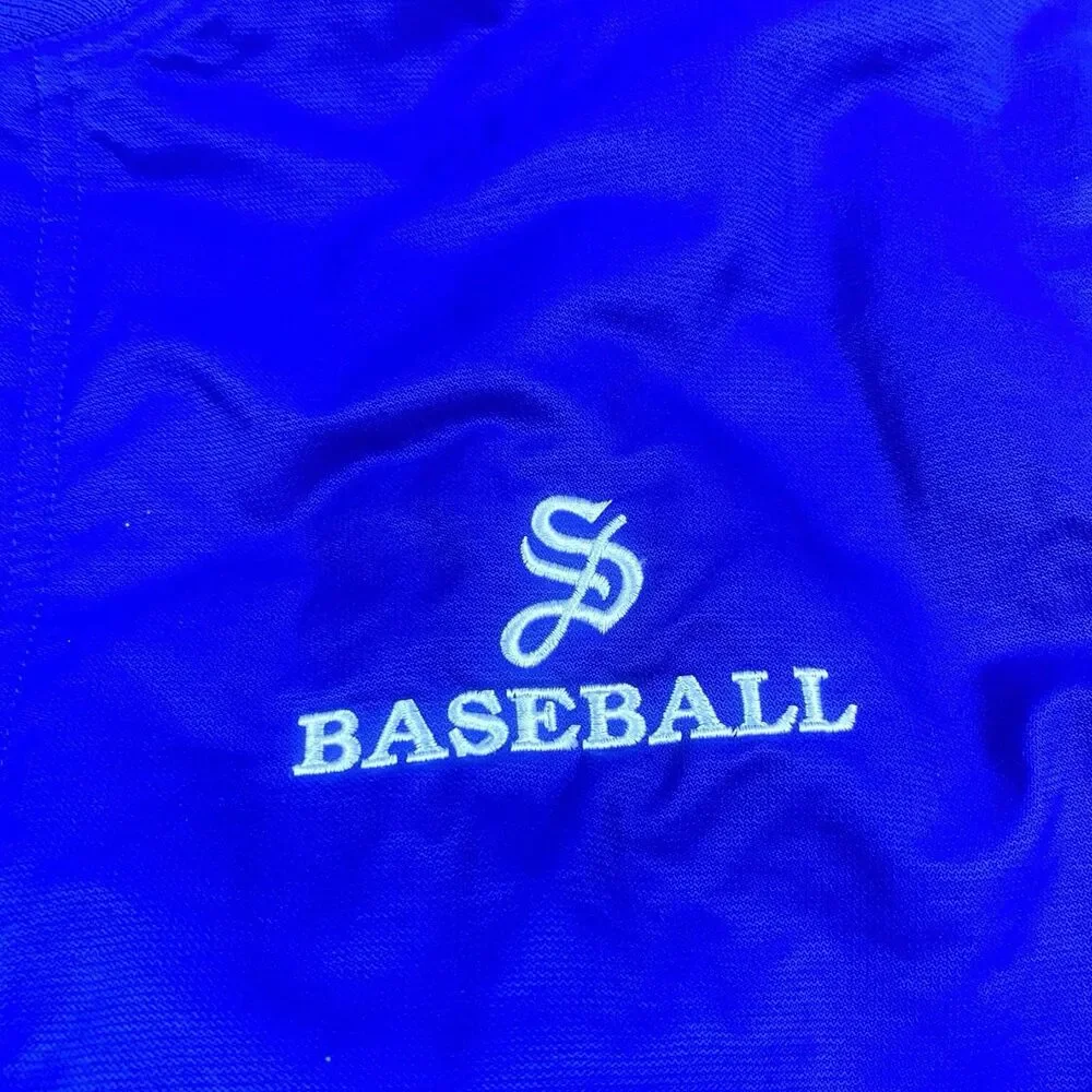 Vintage 90s Russell Bomber Varsity Jacket Mens LG Blue Baseball Sox Embroidered
